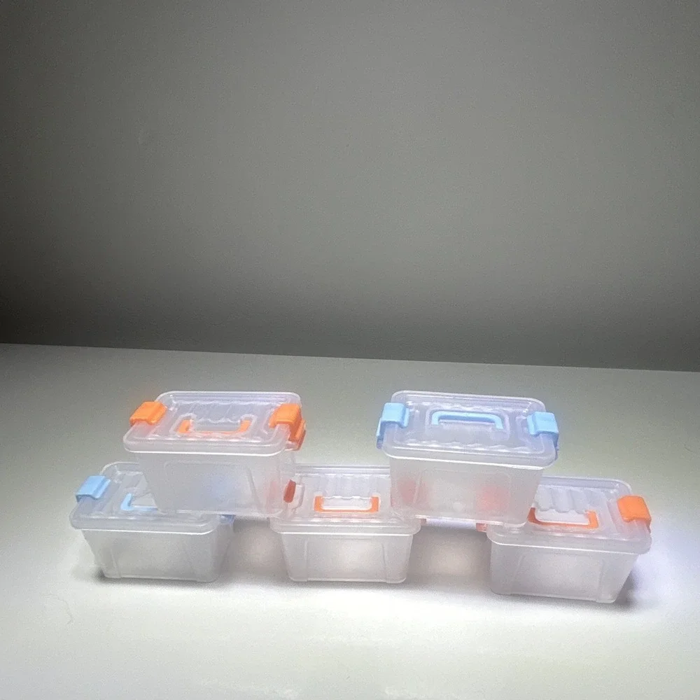 Miniature Plastic Storage Bins with Latching Lids Set of 5 Clear Kids Toy org